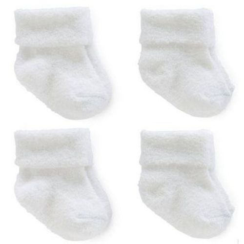 Carter's Just One You® Baby 4pk Chenille Socks - White 0-3M: Knit Ankle, Midweight, Rolled Cuff