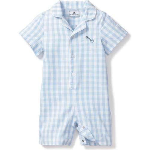 Petite Plume x Masionette Key To My Heart Embroidery Romper, Light Blue Gingham - Petite Plume | Maisonette