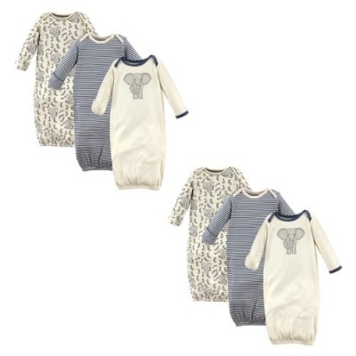 Touched by Nature Unisex Baby Organic Cotton Gowns, Elephant 6-Piece, Size: 0-6 months