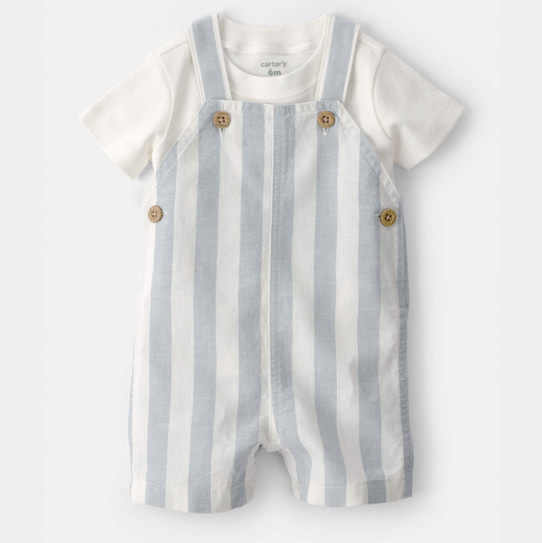 Baby Boy 2-Piece Stripe Romper Set - Blue/Ivory | Carter's