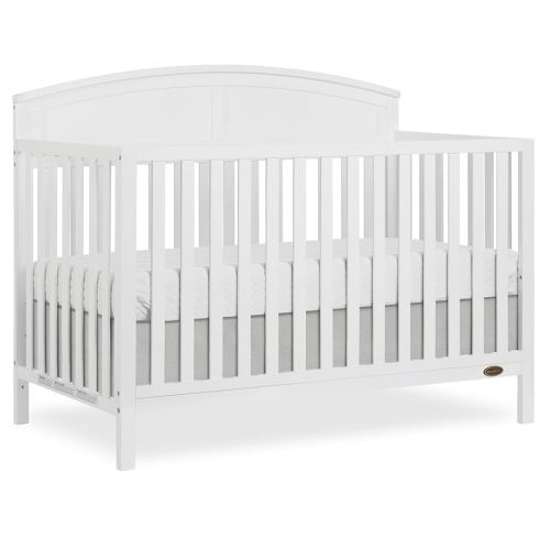 EVOLUR Dream On Me Storybrooke 5 in 1 Convertible Crib in White, JPMA & Greenguard Gold Certified,Built of Sustainable Pinewood, 3 Mattress Height Settings, Non-Toxic Water-Based Paint Finish