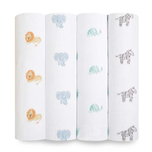 Animal Kingdom Organic 4-Pack Muslin Swaddles