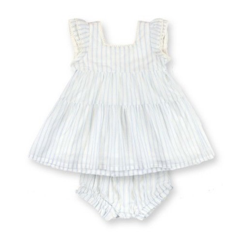 Hope & Henry Baby Flyaway Back Set, Color: Classic blue ticking stripe, Size: 0-3 months