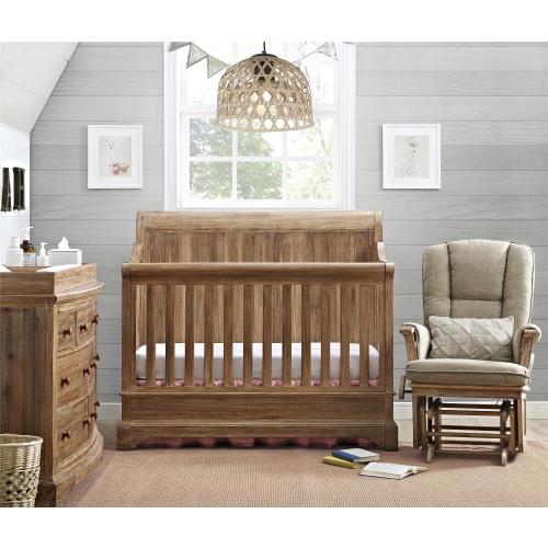 Bertini Pembrooke 5-in-1 Convertible Crib for Nursery, Natural Rustic