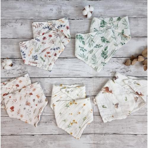 Muslin dribble bibs, Bandana baby bibs, New baby gift floral bibs, Baby drool bibs