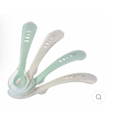 Shop Self-Feeding Silicone Spoons - Set 4 - Sage - Li'l Baby Sprouts