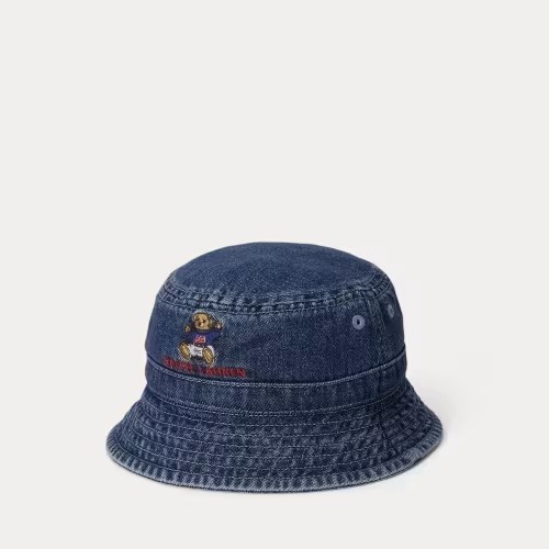 Polo Bear Indigo Denim Bucket Hat