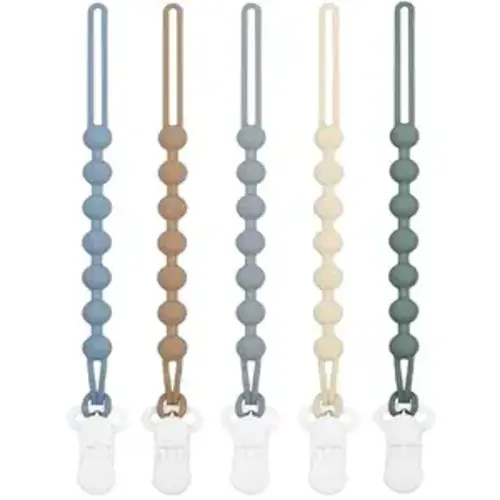 5-Pack Silicone Pacifier Clip, One-Piece Silicone Pacifier Holder Clip for Boys & Baby Girl Binky Clips Rust-Free Holders Unisex Newborns Shower Birthday Gifts (Blue)