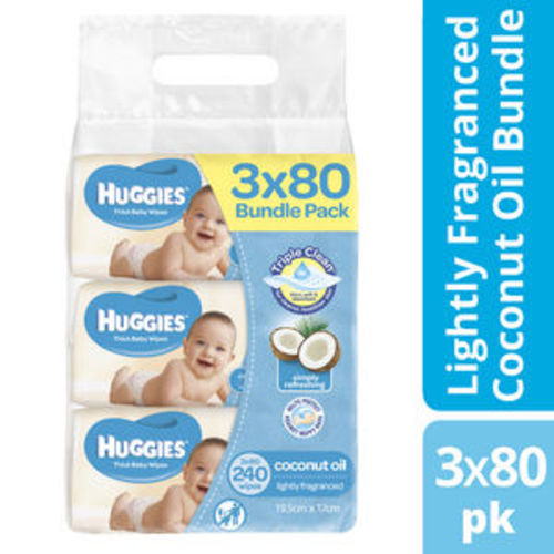 Huggies Thick Baby Wipes Coconut Oil | 3 pack