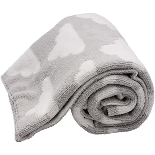Chenille Baby Blanket for Boys & Girls, Soft Plush Toddler Blanket, 40x30 Inches (Grey Clouds)