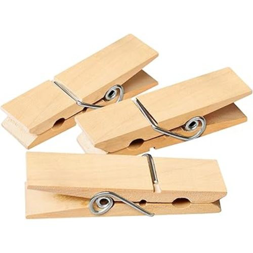Clothes Pins Wooden Clothespins, 15 PCS Sturdy and Heavy Duty Natural Wood Clips for Hanging Clothes Photo Pictures Crafts Small Classroom Decorative Cheer Pins Jumbo Laundry Pegs