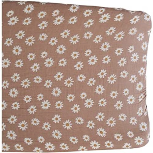 Mebie Baby Changing Pad Cover, Daisy Dream, 100% Muslin Cotton Changing Table Pad Cover for Baby Boy and Girl, Designer Nursery Decor Covers, Diaper Changing Pad Cover for Changing Station