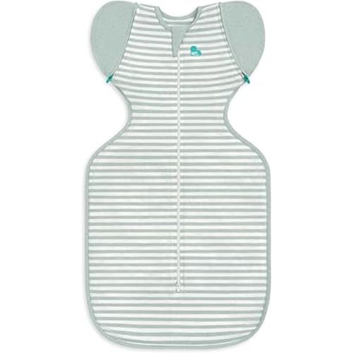 Love to Dream Transition Bag 0.2T Stretch Cotton Medium (6-8.5kg) Stage 2, Soft & Breathable, Lightweight for Comfortable Sleep, Ideal for Newborns, Stripe Print, Olive