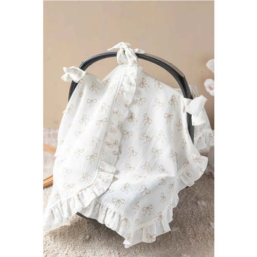 Baby Car Seat Cover - Ribbon / Beige