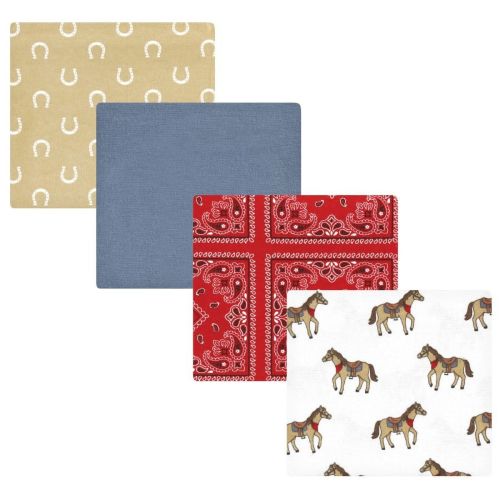 Hudson Baby Infant Boy Cotton Flannel Receiving Blankets, Cowboy, One Size
