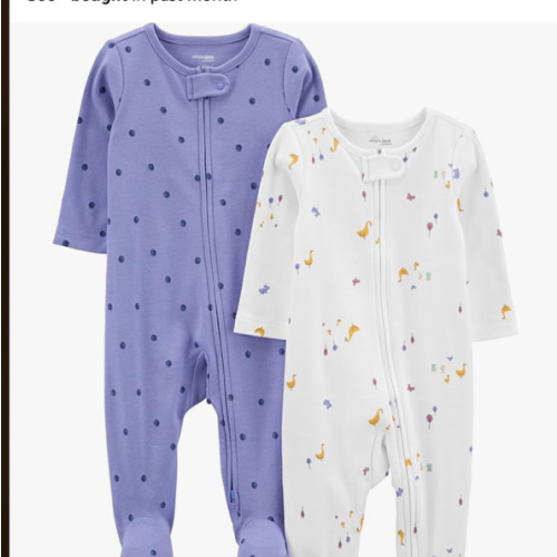 Simple Joys by Carter's Baby Girls' Cotton Footed Sleep and Play, Pack of 2