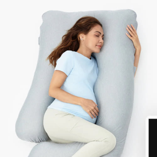 Momcozy Pregnancy Pillows with Cooling Cover, U-Shaped Full Body Maternity Pillow for Side Sleepers 57 Inch - Support for Back, Hip, Belly, Legs for Pregnant Women