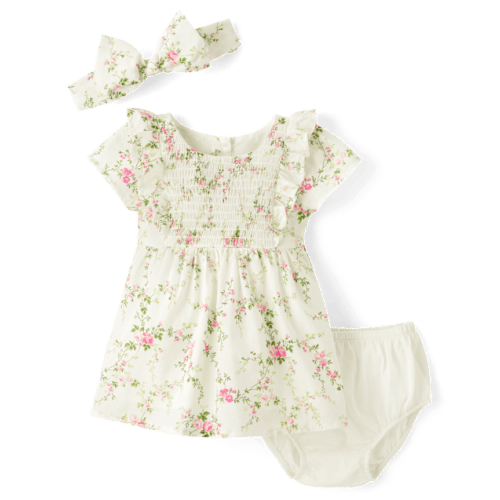 Baby Girls Floral Dress 2-Piece Outfit Set - Homegrown by Gymboree - White
