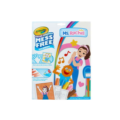 Crayola Color Wonder Ms. Rachel Mess Free Coloring Set, 18 Pgs, With Markers, Travel Activities, Preschool Arts and Crafts, Back to School Gift for Toddlers, Ages 3+