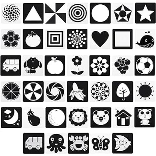 20 Pcs 40 Pages Black and White Baby Toys 0-3 Months Double-Sided High Contrast Baby Flash Cards Book for Visual Stimulation Newborn Toys jouet Bebe Infants Gift Early Education Boys Girls 5.5''