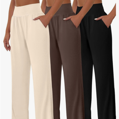 Neer 3 Pcs Women's Wide Leg Yoga Pant Comfy Loose High Waist Lounge Waist Lounge Casual Athletic Workout Joggers Apparel