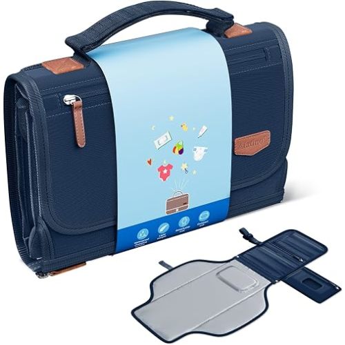 Alatino Portable Diaper Changing Pad for Baby, Detachable Travel Changing Pad with Baby Wipes Pocket, Gifts for Baby Shower, Newborn Girls and Boys (Royal Blue)