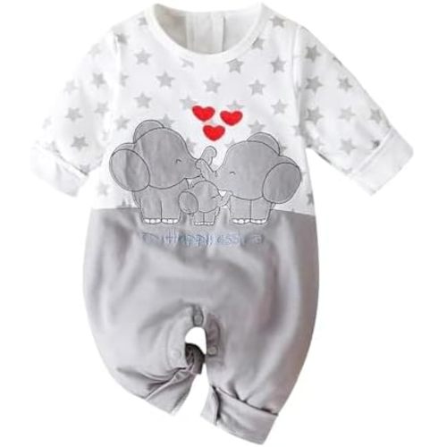 Cute Giraffe + Zebra With Floral Print Long Sleeve Baby Girl Clothes White Jumpsuit For Baby One-Piece Romper