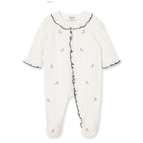 Rosebud 2-Way-Zip Footed One-Piece and Headband