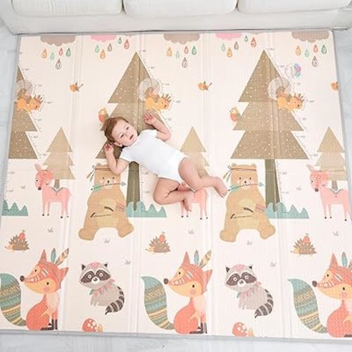 Baby Play MAT 71" X 79" X 0.6: Foldable, Padded Floor Mat for Crawling, Playing, and Toddler Playroom | Baby Care Foam Mat | Extra-Large Floor Mats for Kids | Playpen mat for Babies and Toddlers