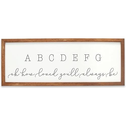 Open Road Brands ABC Nursery Wall Art - Large Modern Alphabet Nursery Picture - ABCDEFG Oh How Loved You'll Always Be