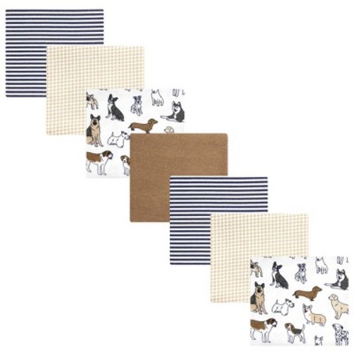 Hudson Baby Infant Boy Cotton Poly Flannel Receiving Blankets Bundle, Handsome Dogs, One Size