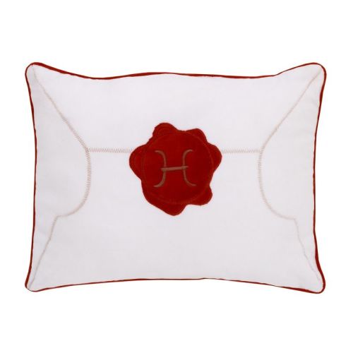 Warner Brothers Harry Potter Welcome Little Wizard Red, and White Addressed Letter Decorative Pillow