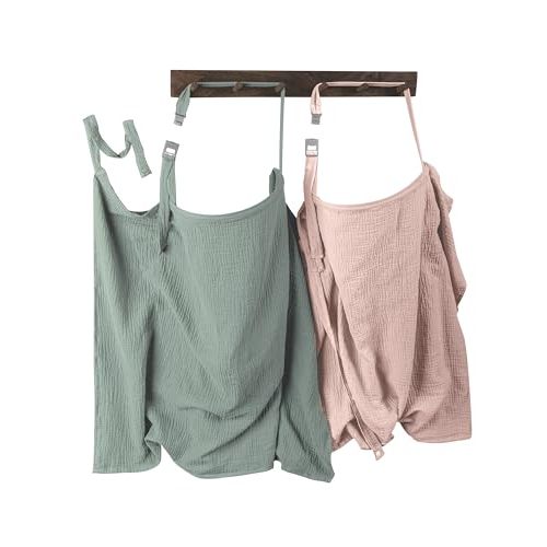 LALAHOME Nursing Cover Up for Breastfeeding - 2 Pack Quick Magnetic Closure Breastfeeding Cover Up for Mom with 100% Cotton Muslin | Nursing Clothes for Breastfeeding | Breastfeeding Essentials