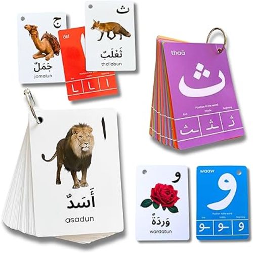 Arabic Alphabet Flash Cards for Kids Toddler and Adults, Arabic First Words, Letter Recognition, Homeschool Learning, Arabic Teacher