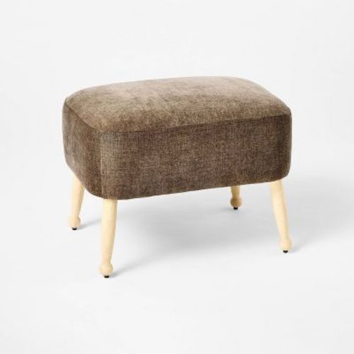 Corallina Upholstered Wooden Ottoman Natural Wood/dark Brown (fa) - Threshold™ Designed With Studio Mcgee