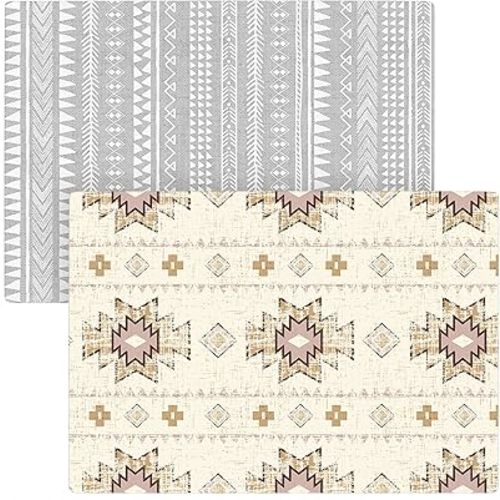 Baby Play Mat for Infants | One-Piece Reversible Foam Floor Mat | Large | Eco-Friendly | Extra Soft | Thick | Non-Toxic | Toddlers | Kids (Boho Rust/Gray Mixed Marks, Large)