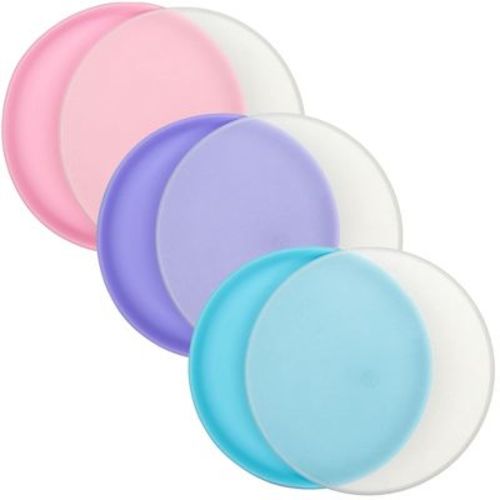 Weesprout Baby & Toddler Non-suction Plates With Lids - 3 Pack (bright Purple, Pink, Blue)