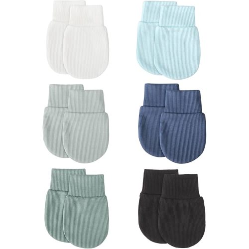 BQUBO 6 Pairs Newborn Baby Boys Girls Mittens 0-6 Months Unisex-Baby Infant Mittens Elastic No Scratch Wrist Gloves