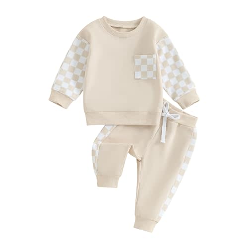 Newborn Baby Boy Clothes Pants Outfits Toddler Plaid Long Sleeve Pullover Bodysuit Set Soft 2024 Fall Winter Outfit