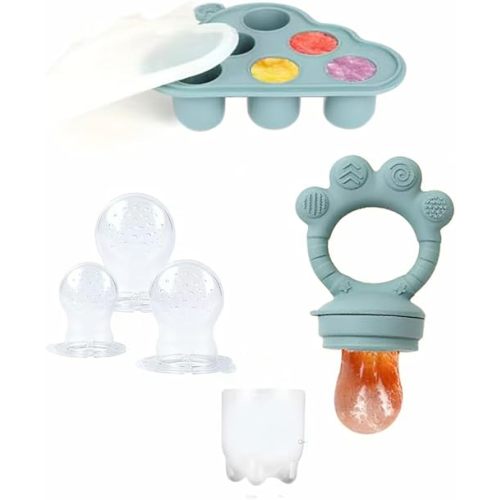 Baby Breastmilk Popsicle Molds & Fruit Food Feeder Pacifier, Silicone Baby Food Storage Containers, Baby Popsicle Molds Teething for Toddler Teething & Infant Self Feeding (Blue)