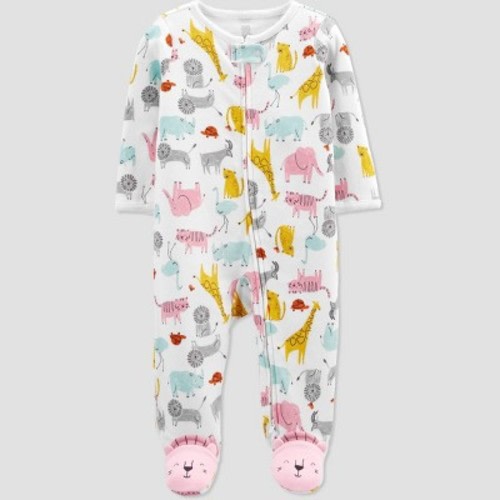 Carter's Just One You® Baby Girls' Safari Interlock Sleep N' Play - White/pink 9m