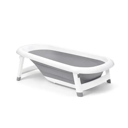 OXO TOT Splash & Store Bathtub | Baby Bathtub | Newborn Baby Essentials | for Keeping Bathtime Secure & Tidy | 0-18 Months | Tub Folds Flat for Compact Storage