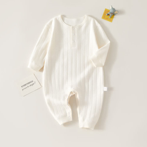 Baby Solid Color Button Basic Romper