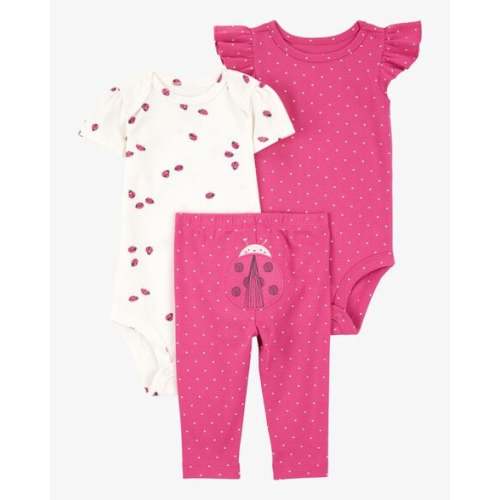 Baby Girl 3-Piece Ladybug Bodysuits & Pant Set - Pink | Carter's