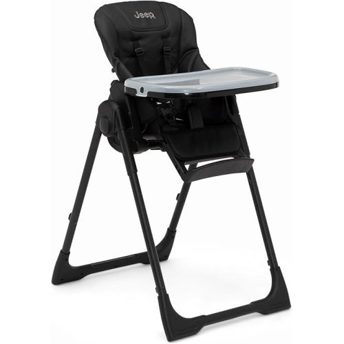 Jeep by Delta Children Classic Convertible 2-in-1 High Chair for Babies and Toddlers with Adjustable Height, Recline & Footrest - Dishwasher Safe Meal Tray, Black