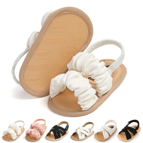 Meckior Infant Baby Girls Boys Summer Sandals Open Toe Lace Princess Dress Wedding Flats Shoes Newborn Toddler Soft Non-slip Sole First Walker Crib Shoes