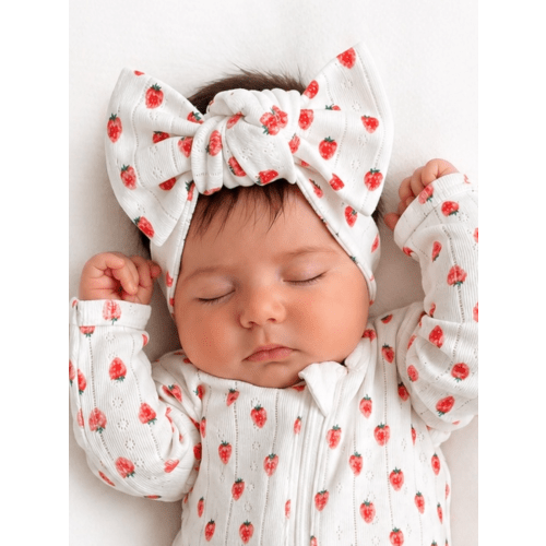 White Strawberry / Organic Pointelle Bow – SpearmintLOVE