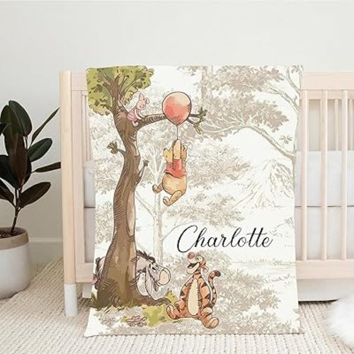 Personalized Pooh Bear Blanket, Classic Winnie Blankets, Soft Cozy Fleece Custom Blanket Kids, Pooh Bear Gifts, Bears Nursery Theme, Birthday Gift for Kids, Newborn Bed Throw, Gift Christmas #14