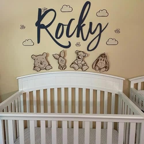 Winnie Bear Baby Nursury Decoration Stuff, Nursuring Room Wall Hanging Decoration for Newborn Baby Room 4 Pcs Set
