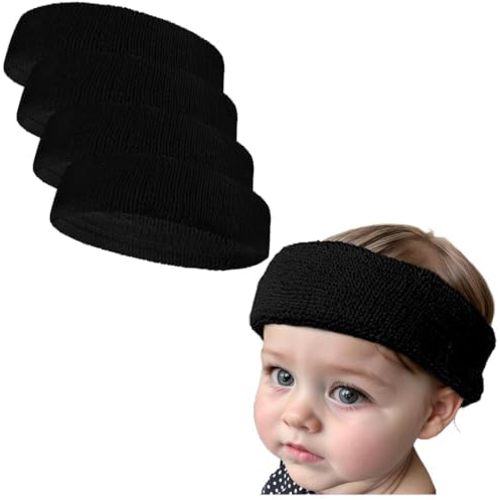COUVER Baby Infant Terry Solid Color Headband/Terry Cloth Head Band - 4 Pieces